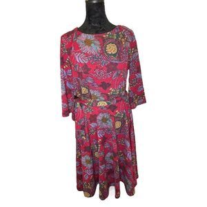 Gorgeous Fall cranberry paisley dress A line  dress size large